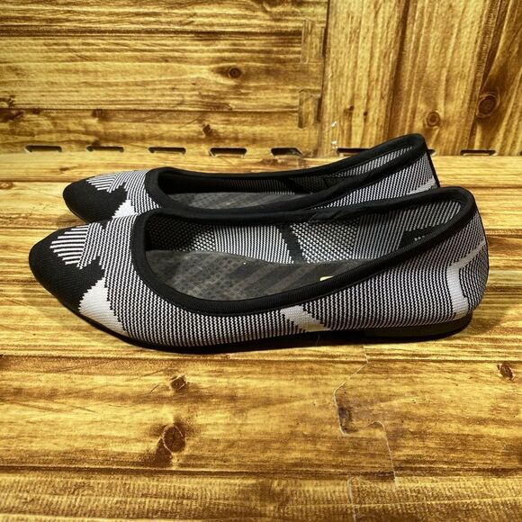 Skechers Memory Foam Aztec Loafers Black & White Ballet Flats Womens 8 - Picture 4 of 7